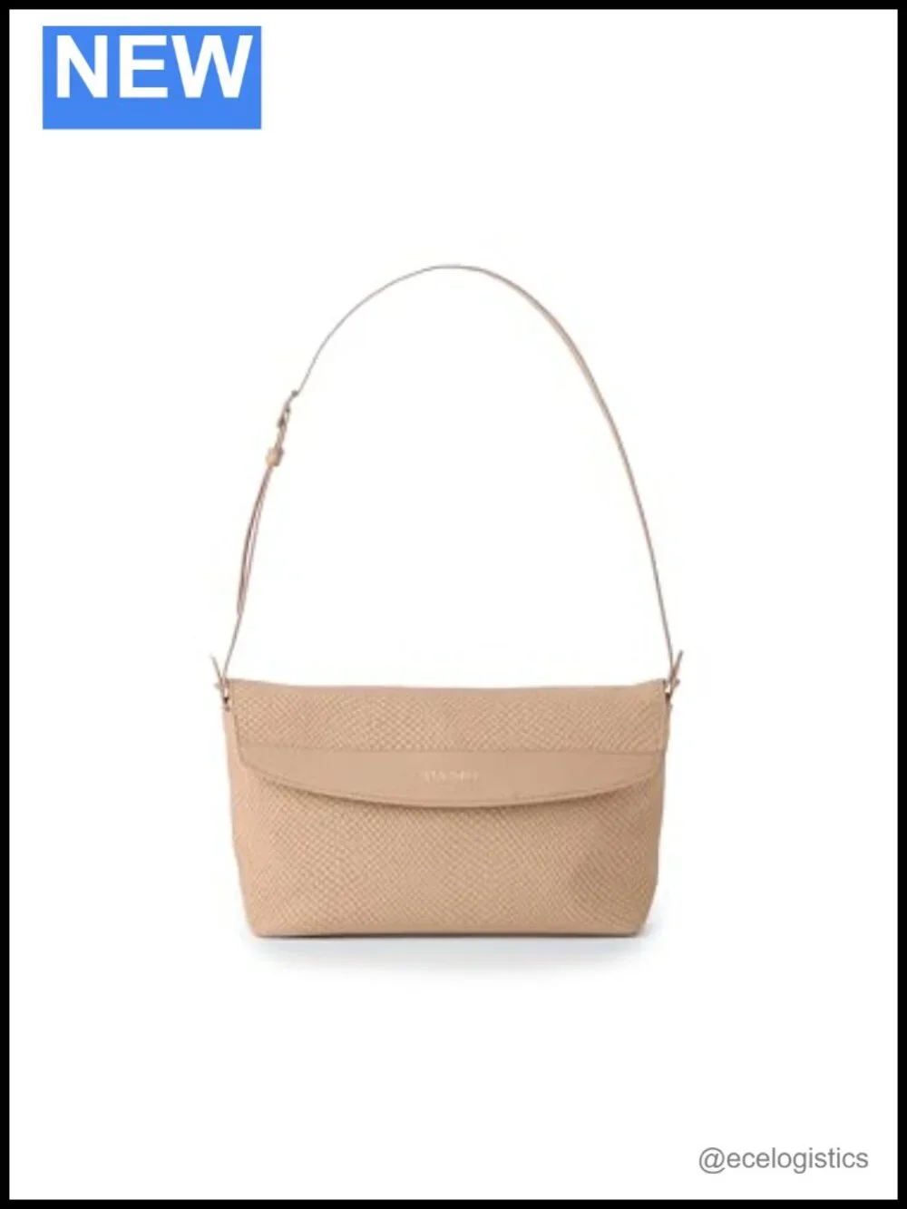 Leather Clutch with Magnetic Flap, Adjustable Shoulder Strap, Interior Zip